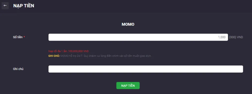 nap tien momo